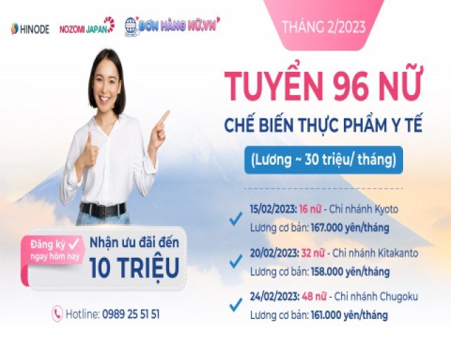 THÁNG 2 ƯU ĐÃI LỚN CHO ĐƠN HÀNG XUẤT KHẨU LAO ĐỘNG CHẾ BIẾN THỰC PHẨM