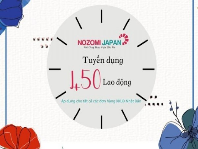 TIN TUYỂN DỤNG: TUYỂN 450 LAO ĐỘNG SANG NHẬT BẢN LÀM VIỆC